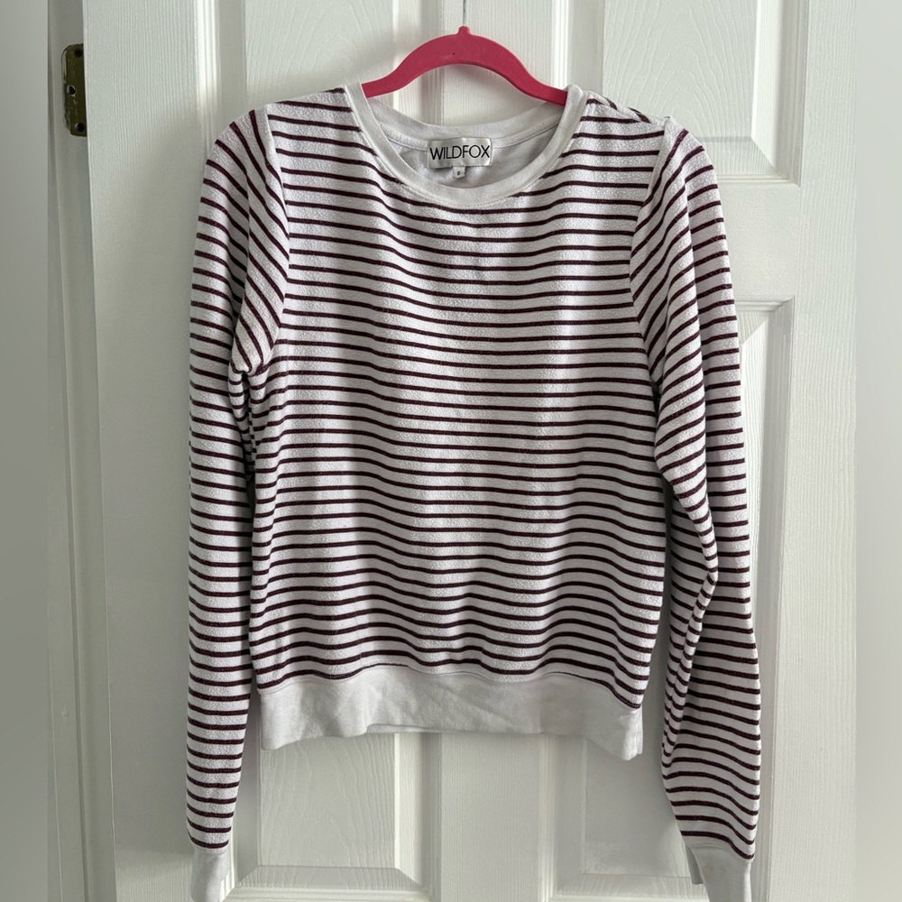 Wildfox Burgundy Stripe Pullover Sweatshirt Size S